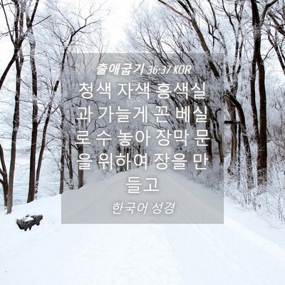 Picture 04 - 출애굽기 36:37 KOR - 청색 자색 홍색실과 가늘게 꼰 - Bible Verse Picture