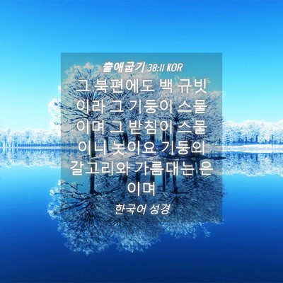 Picture 04 - 출애굽기 38:11 KOR - 그 북편에도 백 규빗이라 그 기둥이 - Bible Verse Picture