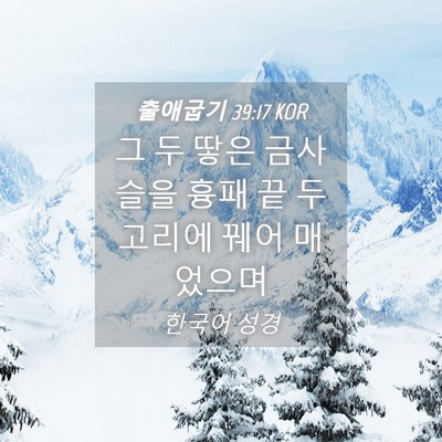 Picture 04 - 출애굽기 39:17 KOR - 그 두 땋은 금사슬을 흉패 끝 두 - Bible Verse Picture