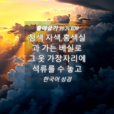 Picture 04 - 출애굽기 39:24 KOR - 청색 자색 홍색실과 가는 베실로 그 - Bible Verse Picture