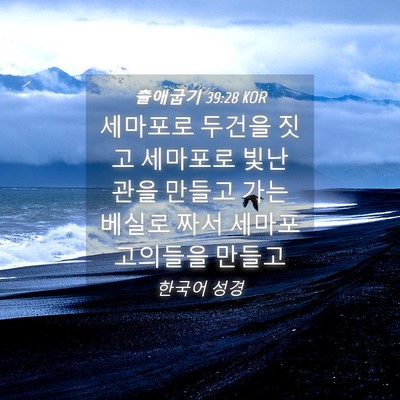 Picture 04 - 출애굽기 39:28 KOR - 세마포로 두건을 짓고 세마포로 빛난 - Bible Verse Picture
