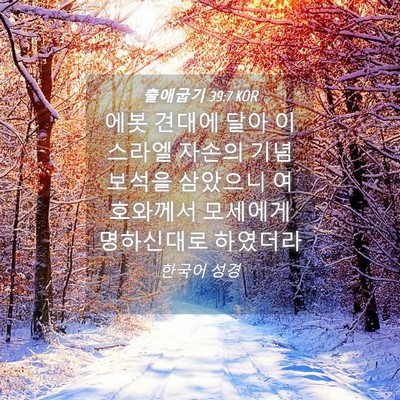 Picture 04 - 출애굽기 39:7 KOR - 에봇 견대에 달아 이스라엘 자손의 - Bible Verse Picture