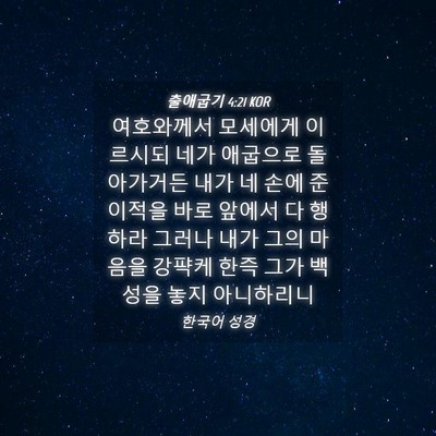 Picture 04 - 출애굽기 4:21 KOR - 여호와께서 모세에게 이르시되 네가 - Bible Verse Picture