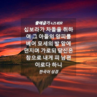 Picture 04 - 출애굽기 4:25 KOR - 십보라가 차돌을 취하여 그 아들의 - Bible Verse Picture