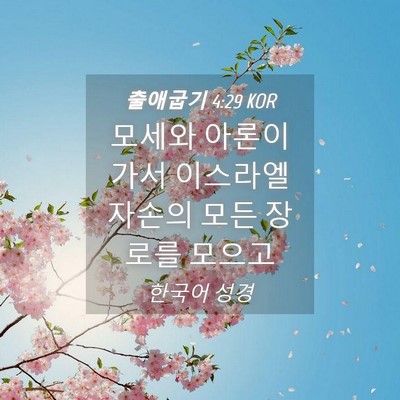Picture 04 - 출애굽기 4:29 KOR - 모세와 아론이 가서 이스라엘 자손의 - Bible Verse Picture