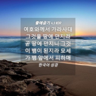 Picture 04 - 출애굽기 4:3 KOR - 여호와께서 가라사대 그것을 땅에 - Bible Verse Picture
