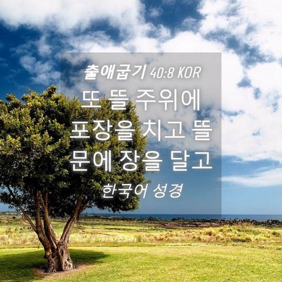 Picture 04 - 출애굽기 40:8 KOR - 또 뜰 주위에 포장을 치고 뜰 문에 - Bible Verse Picture