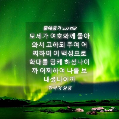 Picture 04 - 출애굽기 5:22 KOR - 모세가 여호와께 돌아와서 고하되 - Bible Verse Picture