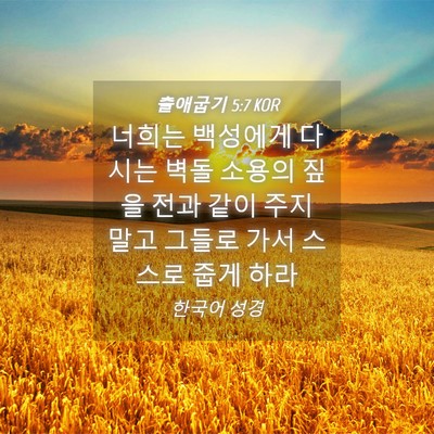 Picture 04 - 출애굽기 5:7 KOR - 너희는 백성에게 다시는 벽돌 소용의 - Bible Verse Picture