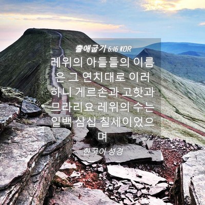 Picture 04 - 출애굽기 6:16 KOR - 레위의 아들들의 이름은 그 연치대로 - Bible Verse Picture