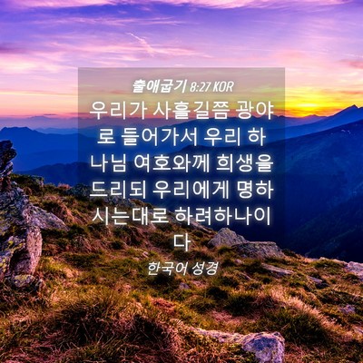 Picture 04 - 출애굽기 8:27 KOR - 우리가 사흘길쯤 광야로 들어가서 - Bible Verse Picture
