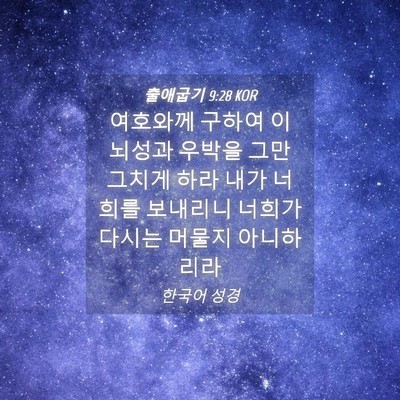 Picture 04 - 출애굽기 9:28 KOR - 여호와께 구하여 이 뇌성과 우박을 - Bible Verse Picture