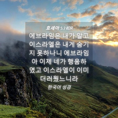 Picture 04 - 호세아 5:3 KOR - 에브라임은 내가 알고 이스라엘은 - Bible Verse Picture