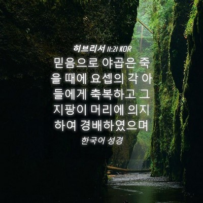 Picture 04 - 히브리서 11:21 KOR - 믿음으로 야곱은 죽을 때에 요셉의 - Bible Verse Picture