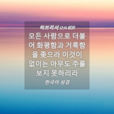 Picture 04 - 히브리서 12:14 KOR - 모든 사람으로 더불어 화평함과 - Bible Verse Picture