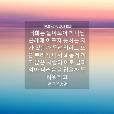 Picture 04 - 히브리서 12:15 KOR - 너희는 돌아보아 하나님 은혜에 - Bible Verse Picture