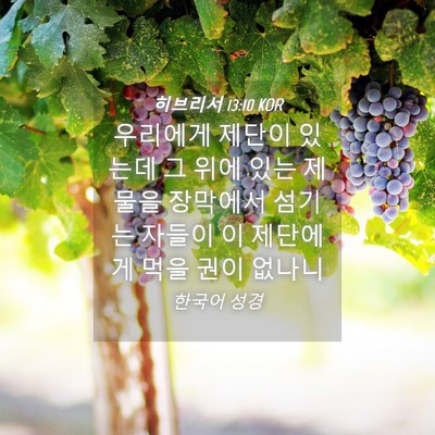 Picture 04 - 히브리서 13:10 KOR - 우리에게 제단이 있는데 그 위에 - Bible Verse Picture
