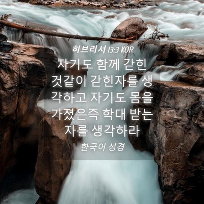 Picture 04 - 히브리서 13:3 KOR - 자기도 함께 갇힌 것같이 갇힌자를 - Bible Verse Picture