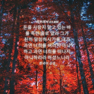 Picture 04 - 히브리서 13:5 KOR - 돈을 사랑치 말고 있는 바를 족한 - Bible Verse Picture