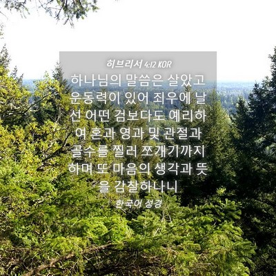 Picture 04 - 히브리서 4:12 KOR - 하나님의 말씀은 살았고 운동력이 - Bible Verse Picture