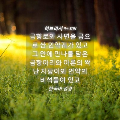 Picture 04 - 히브리서 9:4 KOR - 금향로와 사면을 금으로 싼 언약궤가 - Bible Verse Picture