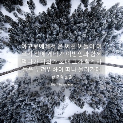 Picture 05 - 갈라디아서 2:12 KOR - 야고보에게서 온 어떤 이들이 이르기 - Bible Verse Picture
