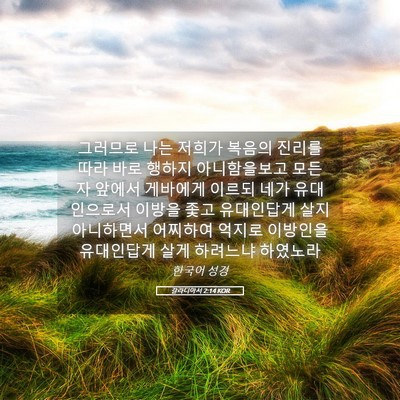 Picture 05 - 갈라디아서 2:14 KOR - 그러므로 나는 저희가 복음의 진리를 - Bible Verse Picture