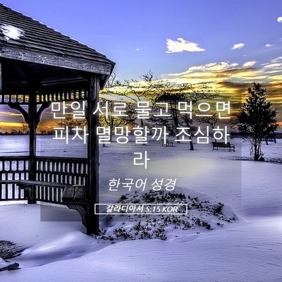 Picture 05 - 갈라디아서 5:15 KOR - 만일 서로 물고 먹으면 피차 - Bible Verse Picture