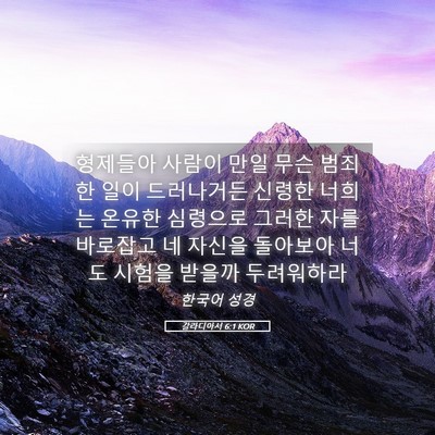 Picture 05 - 갈라디아서 6:1 KOR - 형제들아 사람이 만일 무슨 범죄한 - Bible Verse Picture