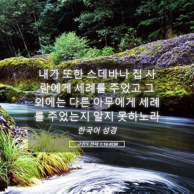 Picture 05 - 고린도전서 1:16 KOR - 내가 또한 스데바나 집 사람에게 - Bible Verse Picture