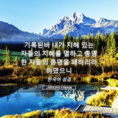 Picture 05 - 고린도전서 1:19 KOR - 기록된바 내가 지혜 있는 자들의 - Bible Verse Picture