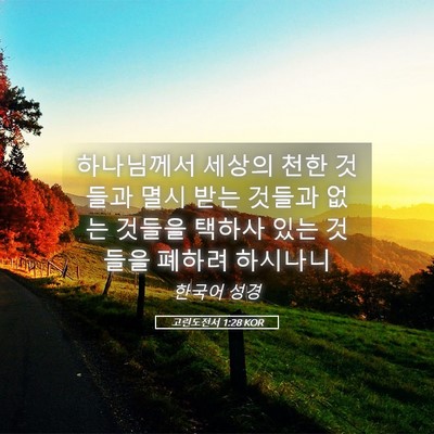 Picture 05 - 고린도전서 1:28 KOR - 하나님께서 세상의 천한 것들과 멸시 - Bible Verse Picture