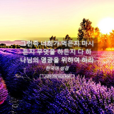 Picture 05 - 고린도전서 10:31 KOR - 그런즉 너희가 먹든지 마시든지 - Bible Verse Picture