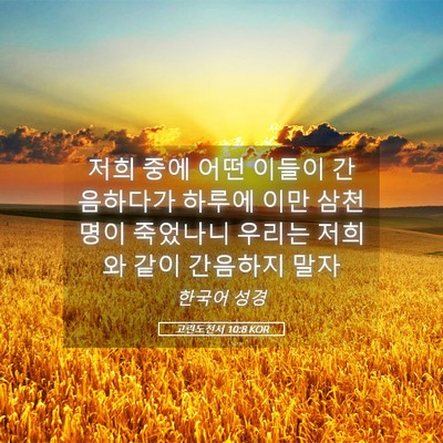 Picture 05 - 고린도전서 10:8 KOR - 저희 중에 어떤 이들이 간음하다가 - Bible Verse Picture