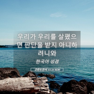 Picture 05 - 고린도전서 11:31 KOR - 우리가 우리를 살폈으면 판단을 받지 - Bible Verse Picture