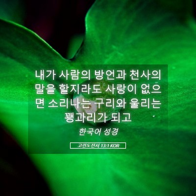 Picture 05 - 고린도전서 13:1 KOR - 내가 사람의 방언과 천사의 말을 - Bible Verse Picture