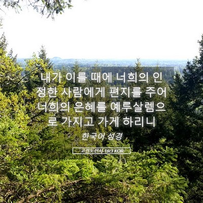 Picture 05 - 고린도전서 16:3 KOR - 내가 이를 때에 너희의 인정한 - Bible Verse Picture