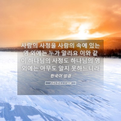 Picture 05 - 고린도전서 2:11 KOR - 사람의 사정을 사람의 속에 있는 영 - Bible Verse Picture
