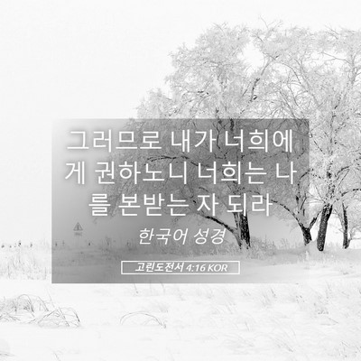 Picture 05 - 고린도전서 4:16 KOR - 그러므로 내가 너희에게 권하노니 - Bible Verse Picture