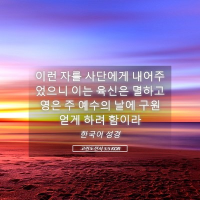Picture 05 - 고린도전서 5:5 KOR - 이런 자를 사단에게 내어주었으니 - Bible Verse Picture