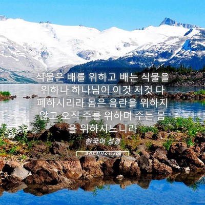 Picture 05 - 고린도전서 6:13 KOR - 식물은 배를 위하고 배는 식물을 - Bible Verse Picture