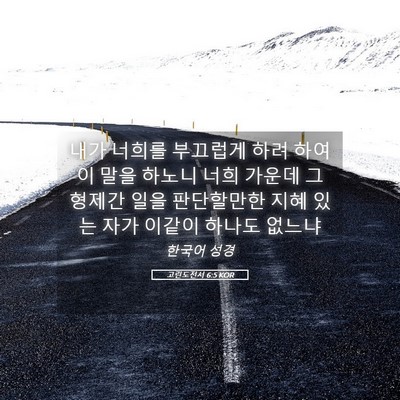 Picture 05 - 고린도전서 6:5 KOR - 내가 너희를 부끄럽게 하려 하여 이 - Bible Verse Picture