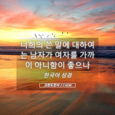 Picture 05 - 고린도전서 7:1 KOR - 너희의 쓴 말에 대하여는 남자가 - Bible Verse Picture