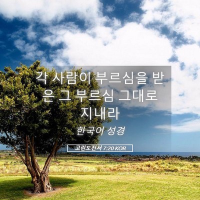 Picture 05 - 고린도전서 7:20 KOR - 각 사람이 부르심을 받은 그 부르심 - Bible Verse Picture