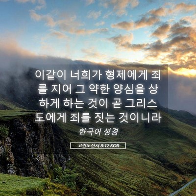 Picture 05 - 고린도전서 8:12 KOR - 이같이 너희가 형제에게 죄를 지어 - Bible Verse Picture