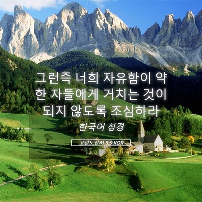 Picture 05 - 고린도전서 8:9 KOR - 그런즉 너희 자유함이 약한 자들에게 - Bible Verse Picture