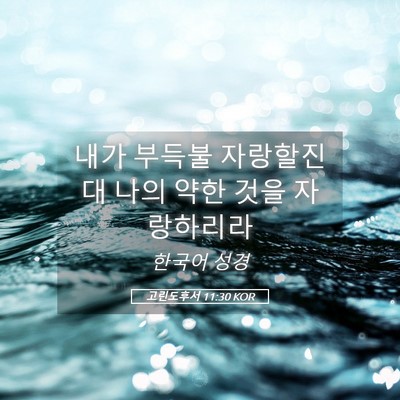 Picture 05 - 고린도후서 11:30 KOR - 내가 부득불 자랑할진대 나의 약한 - Bible Verse Picture