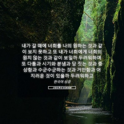 Picture 05 - 고린도후서 12:20 KOR - 내가 갈 때에 너희를 나의 원하는 - Bible Verse Picture