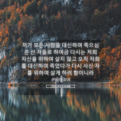 Picture 05 - 고린도후서 5:15 KOR - 저가 모든 사람을 대신하여 죽으심은 - Bible Verse Picture
