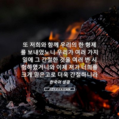 Picture 05 - 고린도후서 8:22 KOR - 또 저희와 함께 우리의 한 형제를 - Bible Verse Picture